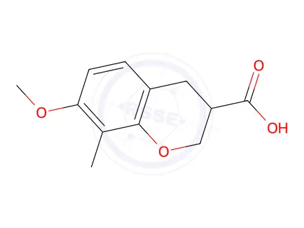 Chemical structure of 7-Methoxy-8-methylchromane-3-carboxylic acid