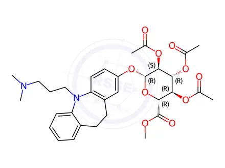 Chemical structure of 2-Hydroxy Imipramine 2,3,4-Triacetate-β-D-glucopyranuronic Acid Methyl Ester