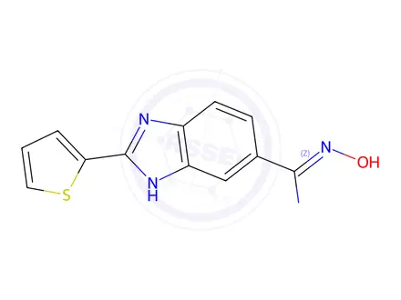 Chemical structure of N-Hydroxy-2-(thiophen-2-yl)-1H-benzo[d]imidazole-6-carboximidamide