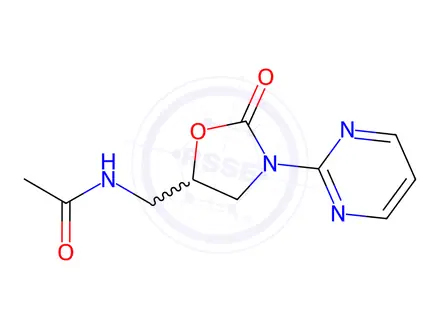 Chemical structure of N-((2-Oxo-3-(pyrimidin-2-yl)oxazolidin-5-yl)methyl)acetamide
