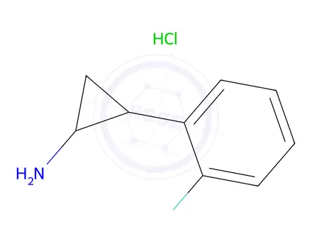 Chemical structure of rac-(1R,2S)-2-(2-fluorophenyl)cyclopropan-1-amine hydrochloride