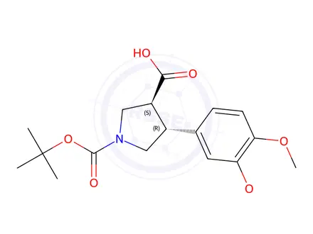 Chemical structure of Boc-(+/-)-trans-4-(3,4-diMethoxy-phenyl)-pyrrolidine-3-carboxylic acid
