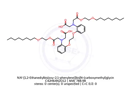 Chemical structure of N,N'-[1,2-Ethanediylbis(oxy-2,1-phenylene)]bis[N-(carboxymethyl)glycine 1,1'-bis[2-(octyloxy)ethyl] ester