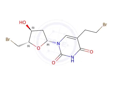 Chemical structure of 5-(2-Bromoethyl)-1-(5-(bromomethyl)-4-hydroxytetrahydrofuran-2-yl)pyrimidine-2,4(1H,3H)-dione