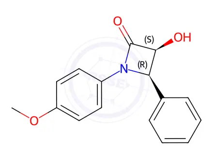 Chemical structure of (3S,4R)-3-hydroxy-1-(4-methoxyphenyl)-4-phenylazetidin-2-one