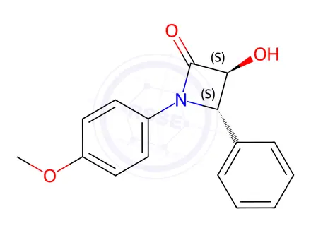 Chemical structure of (3S,4S)-3-hydroxy-1-(4-methoxyphenyl)-4-phenylazetidin-2-one