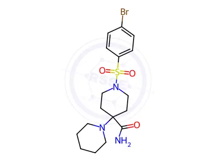 Chemical structure of 1-[(4-bromophenyl)sulphonyl]4-(1-piperidino)piperidine-4-carboxamide