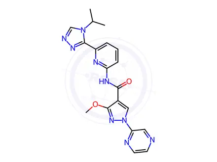Chemical structure of N-(6-(4-Isopropyl-4H-1,2,4-triazol-3-yl)pyridin-2-yl)-3-methoxy-1-(pyrazin-2-yl)-1H-pyrazole-4-carboxamide