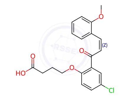 Chemical structure of 4-[4-Chloro-2-[3-(o-methoxyphenyl)propenoyl]phenoxy]butyric acid