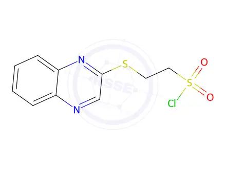 Chemical structure of 2-(quinoxalin-2-ylsulfanyl)ethane-1-sulfonyl chloride