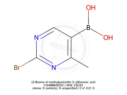 Chemical structure of (2-Bromo-4-methylpyrimidin-5-yl)boronic acid