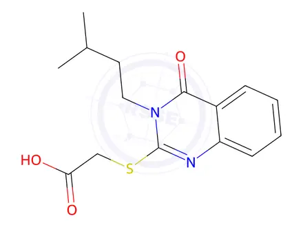 Chemical structure of 2-{[3-(3-methylbutyl)-4-oxo-3,4-dihydroquinazolin-2-yl]sulfanyl}acetic acid