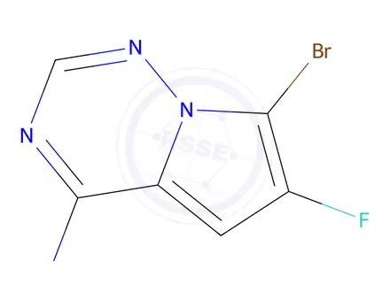 Chemical structure of 7-Bromo-6-fluoropyrrolo[2,1-f][1,2,4]triazin-4-amine