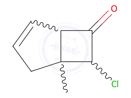 Chemical structure of Bicyclo[3.2.0]hept-3-en-6-one, 7-chloro-1-methyl-, exo-(8CI)