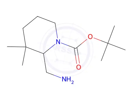 Chemical structure of tert-Butyl 2-(Aminomethyl)-3,3-dimethylpiperidine-1-carboxylate