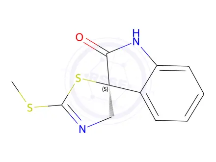 Chemical structure of (S)-2'-(methylthio)-4'H-spiro[indoline-3,5'-thiazol]-2-one