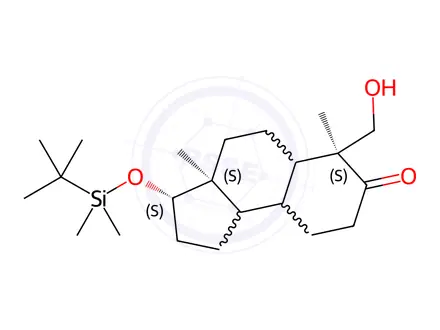Chemical structure of (3S,3AS,6S)-3-((tert-Butyldimethylsilyl)oxy)-6-(hydroxymethyl)-3a,6-dimethyldecahydro-1H-cyclopenta[a]naphthalen-7(2H)-one