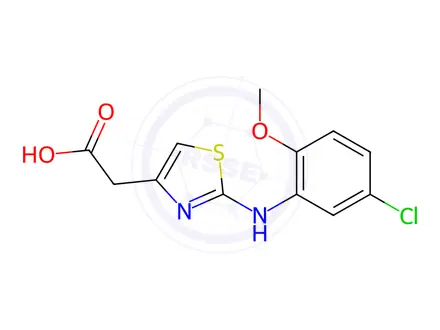 Chemical structure of 2-(4-(5-Chloro-2-methoxyphenylamino)-3,5-thiazolyl)acetic acid