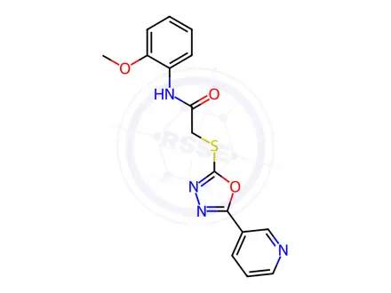 Chemical structure of N-(2-Methoxyphenyl)-2-((5-(pyridin-3-yl)-1,3,4-oxadiazol-2-yl)thio)acetamide