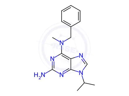 Chemical structure of N6-benzyl-9-isopropyl-N6-methylpurine-2,6-diamine