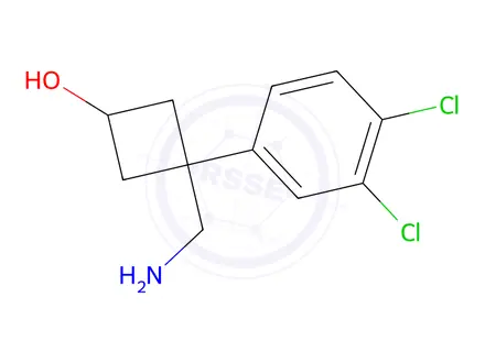 Chemical structure of 3-(Aminomethyl)-3-(3,4-dichlorophenyl)cyclobutan-1-ol