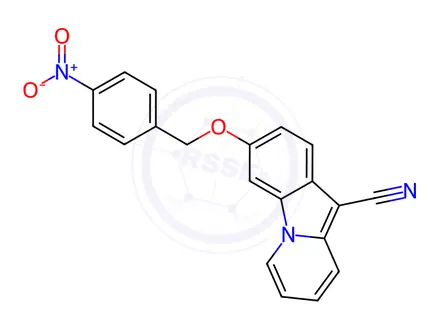 Chemical structure of 3-[(4-Nitrobenzyl)oxy]pyrido[1,2-a]indole-10-carbonitrile