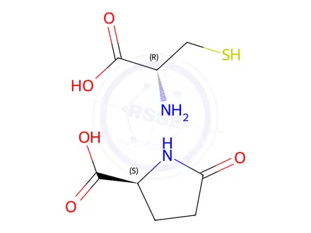 Chemical structure of 5-oxo-L-proline, compound with L-cysteine (1:1)