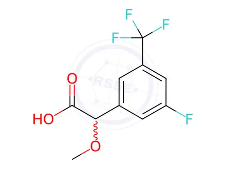 Chemical structure of 2-[3-fluoro-5-(trifluoromethyl)phenyl]-2-methoxya cetic acid