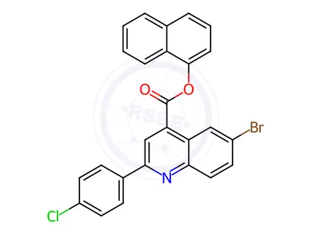 Chemical structure of Naphthalen-1-yl 6-bromo-2-(4-chlorophenyl)quinoline-4-carboxylate