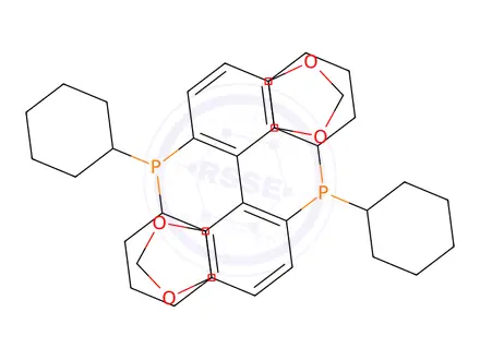 Chemical structure of (S)-5,5'-Bis(dicyclohexylphosphino)-4,4'-bibenzo[d][1,3]dioxole