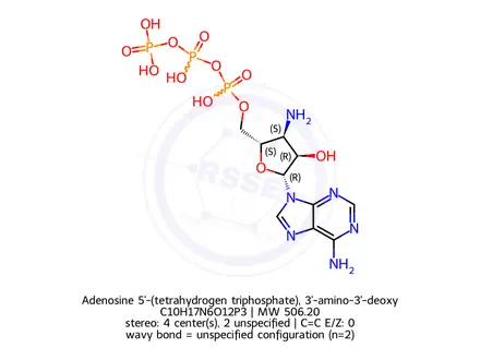 Chemical structure of Adenosine 5'-(tetrahydrogen triphosphate), 3'-amino-3'-deoxy-