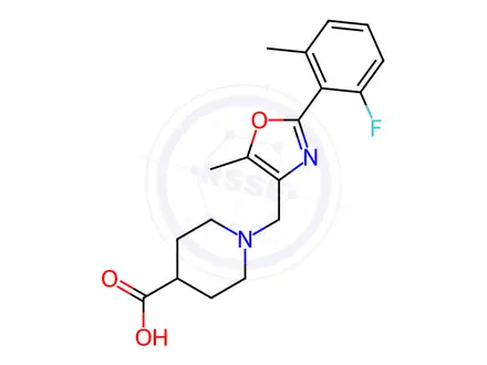 Chemical structure of 1-((2-(2-fluoro-6-methylphenyl)-5-methyloxazol-4-yl)methyl)piperidine-4-carboxylic acid
