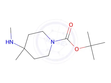 Chemical structure of tert-butyl 4-Methyl-4-(MethylaMino)piperidine-1-carboxylate