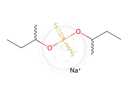 Chemical structure of sodium O,O-di-sec-butyl dithiophosphate