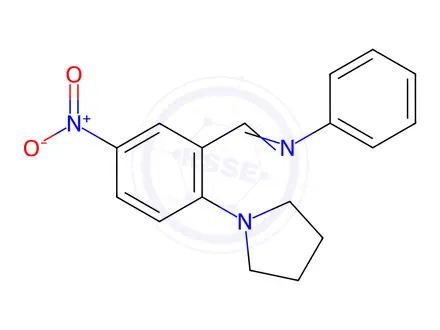 Chemical structure of N-(5-Nitro-2-(pyrrolidin-1-yl)benzylidene)aniline