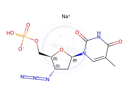 Chemical structure of 3'-Azido-3'-deoxythymidine 5’-Monophosphate Sodium Salt