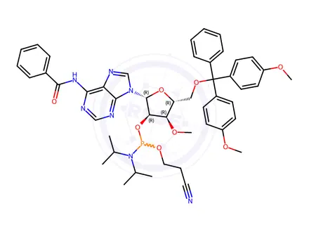 Chemical structure of N6-Bz-5'-O-DMTr-3'-O-methyladenosine-2'-O-CED-phosphoramidite