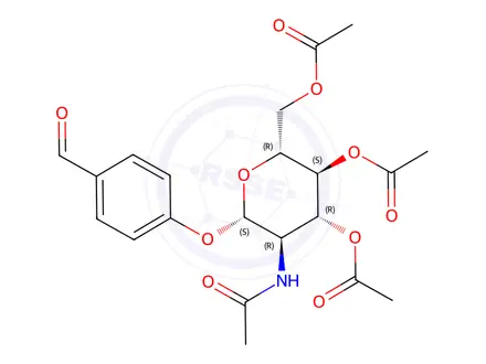 Chemical structure of (2R,3S,4R,5R,6S)-5-acetamido-2-(acetoxymethyl)-6-(4-formylphenoxy)tetrahydro-2H-pyran-3,4-diyl diacetate