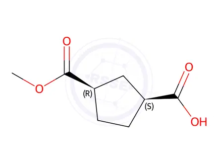 Chemical structure of (1S,3R)-CIS-3-Carbomethoxy cyclopentane-1-carboxylic Acid