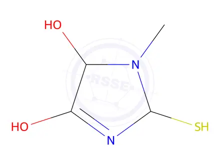 Chemical structure of 2-mercapto-1-methyl-2,5-dihydro-1H-imidazole-4,5-diol