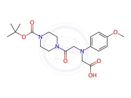 Chemical structure of [{2-[4-(tert-Butoxycarbonyl)piperazin-1-yl]-2-oxoethyl}(4-methoxyphenyl)amino]acetic acid