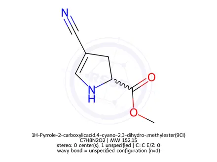 Chemical structure of 1H-Pyrrole-2-carboxylicacid,4-cyano-2,3-dihydro-,methylester(9CI)