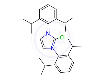 Chemical structure of 2-Chloro-1,3-bis(2,6-diisopropylphenyl)-1H-imidazol-3-ium chloride cesium fluoride complex