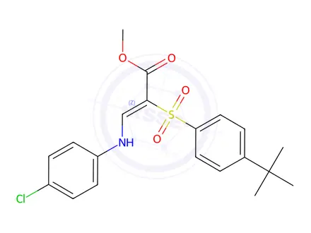 Chemical structure of Methyl (2Z)-2-(4-tert-butylbenzenesulfonyl)-3-[(4-chlorophenyl)amino]prop-2-enoate