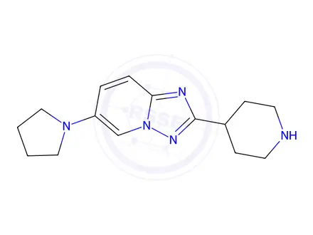 Chemical structure of 2-(piperidin-4-yl)-6-(pyrrolidin-1-yl)-[1,2,4]triazolo[1,5-a]pyridine