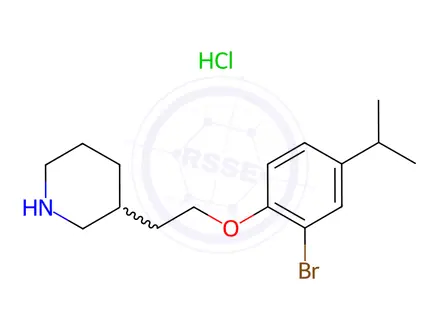 Chemical structure of 3-[2-(2-Bromo-4-isopropylphenoxy)ethyl]piperidine hydrochloride
