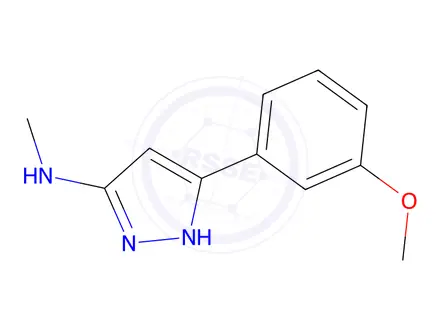 Chemical structure of 5-(3-methoxyphenyl)-N-methyl-1H-pyrazol-3-amine