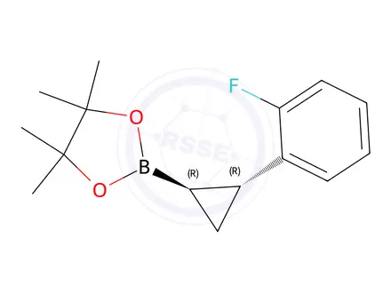 Chemical structure of rel-2-[(1R,2R)-2-(2-fluorophenyl)cyclopropyl]-4,4,5,5-tetramethyl-1,3,2-dioxaborolane