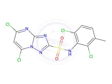 Chemical structure of N-(2,6-Dichloro-3-methylphenyl)-5,7-dichloro-1,2,4-triazolo[1,5-a]pyrimidine-2-sulfonamide