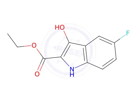 Chemical structure of ethyl 5-fluoro-3-hydroxy-1H-indole-2-carboxylate